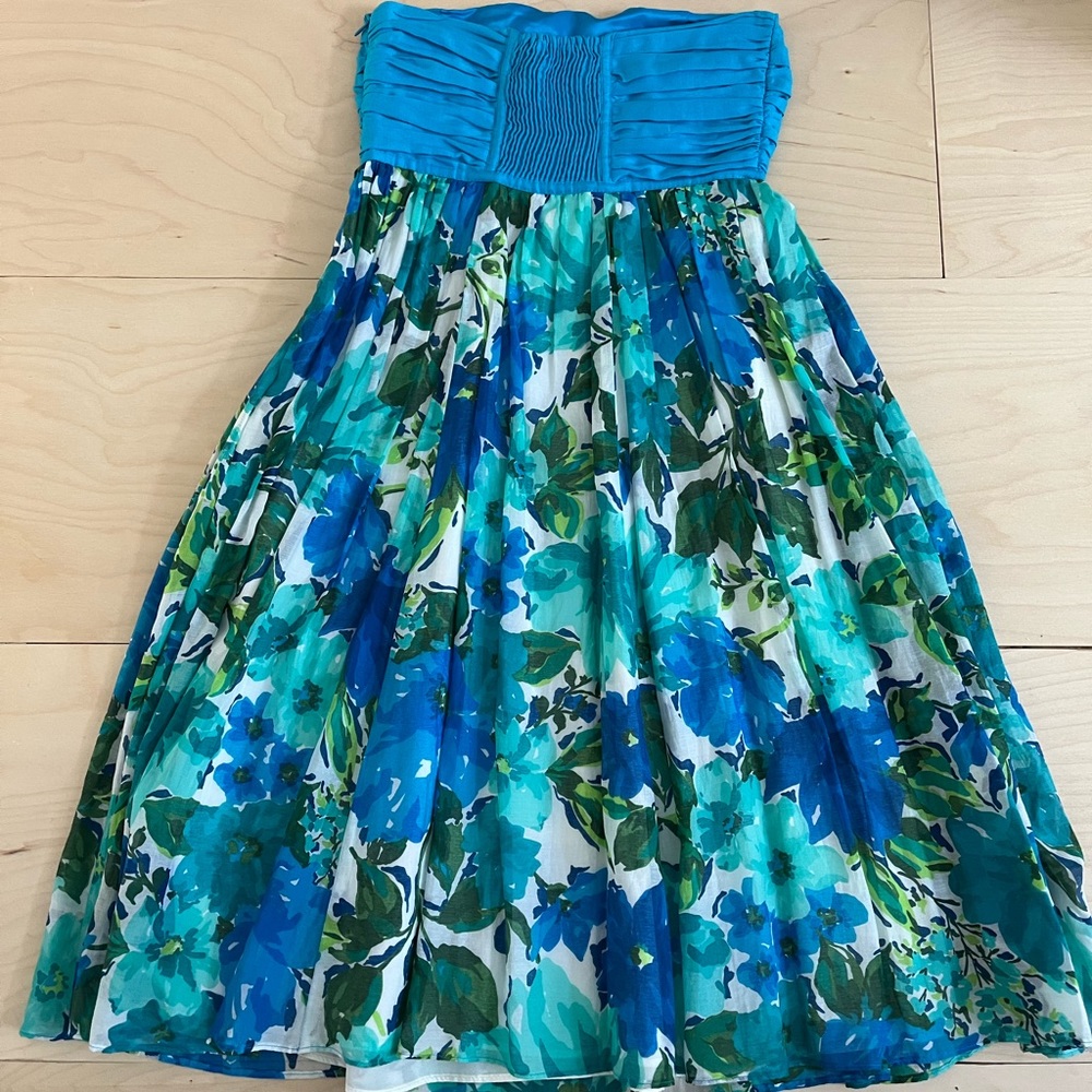 Blue and green midi dress